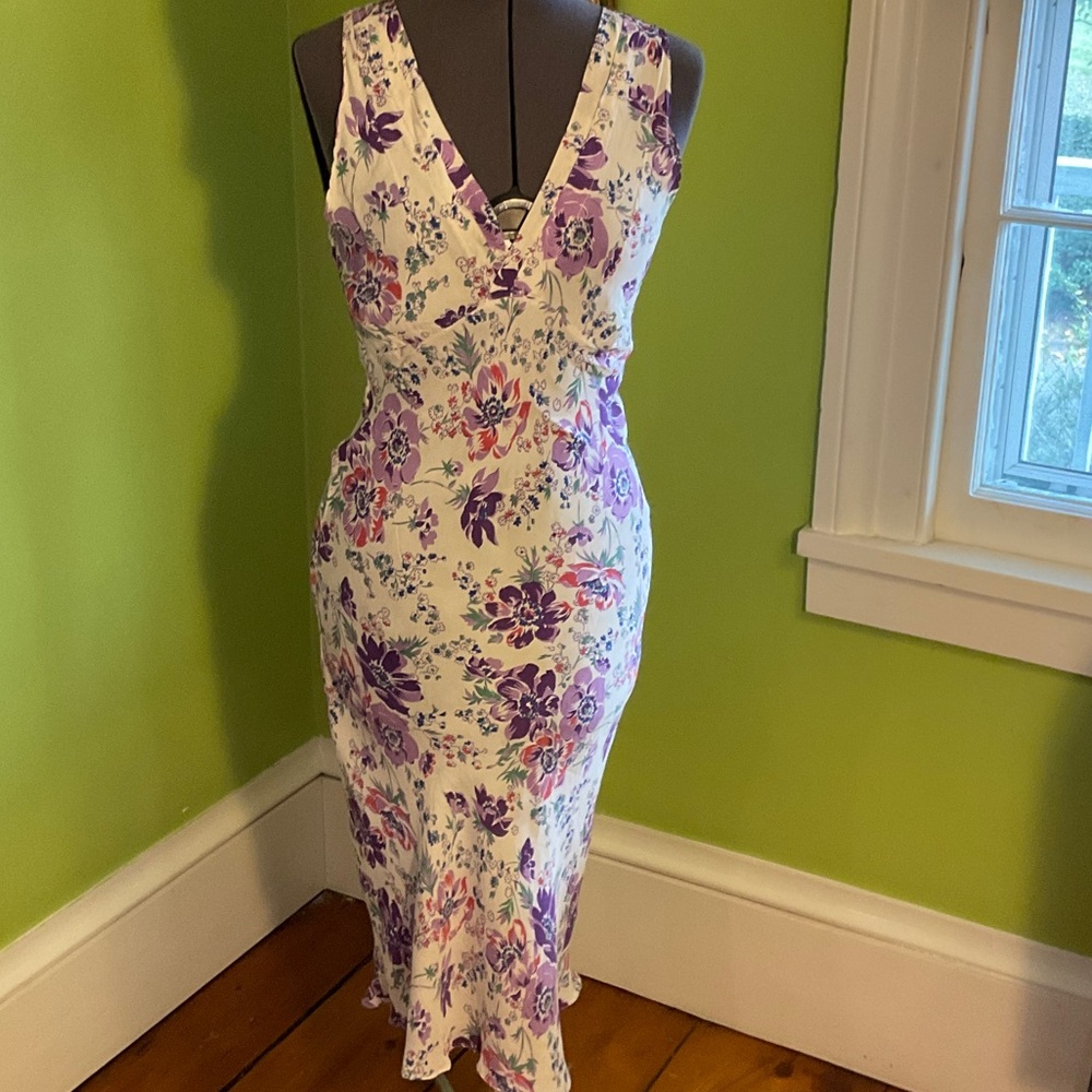 Vintage 40s rayon floral bias cut nightgown